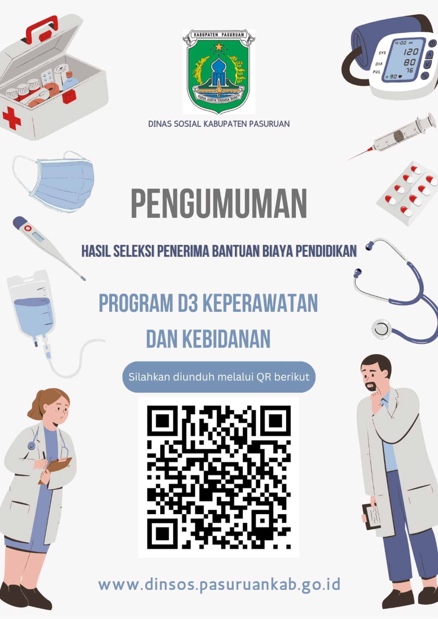 PENGUMUMAN  HASIL SELEKSI BANTUAN BIAYA PENDIDIKAN PROGRAM D3 KEBIDANAN DAN KEPERAWATAN TAHUN 2025